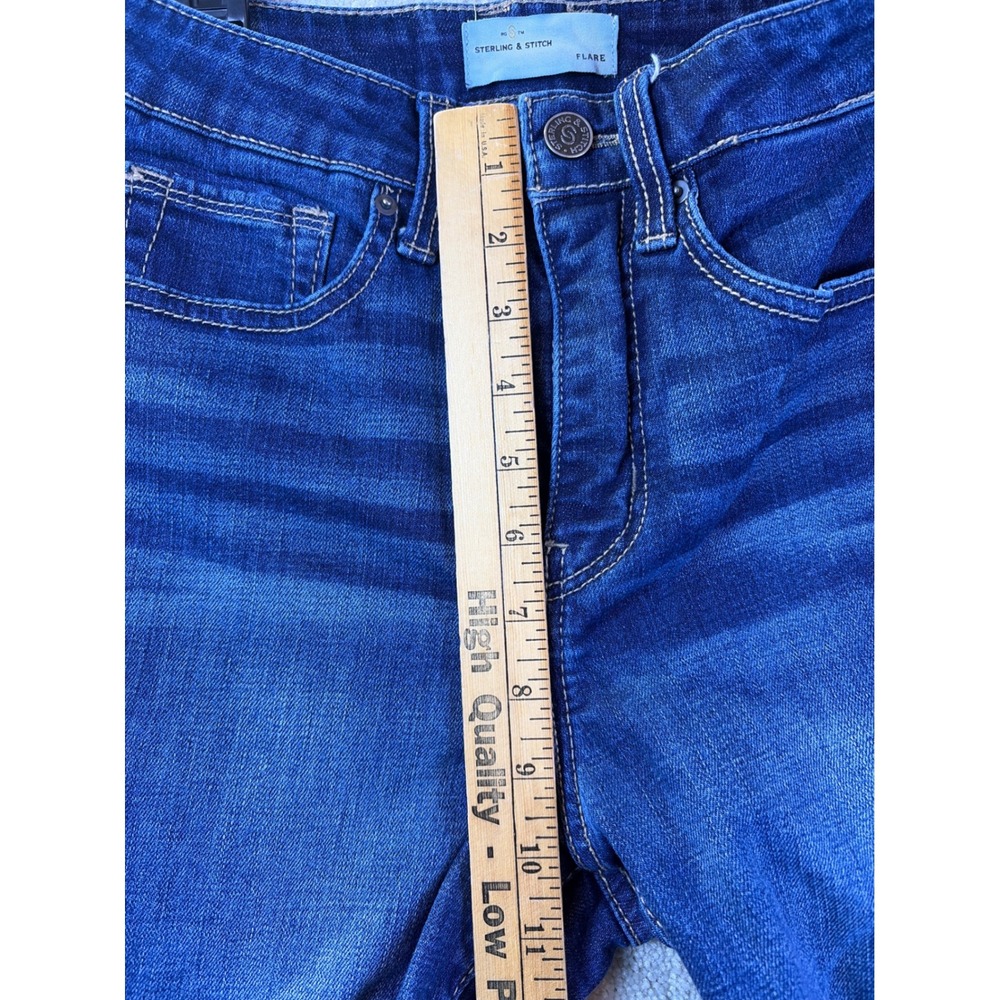 Sterling & Stitch Women Flare Jeans Size 25 (Fits 25x31) Blue Denim High Rise - Picture 6 of 8